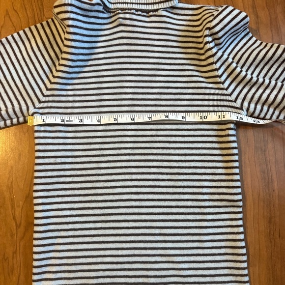 FRANKIES BIKINIS Tucker Knit Sweater Montauk Stripe Blue Brown Turtleneck Medium - Picture 5 of 7
